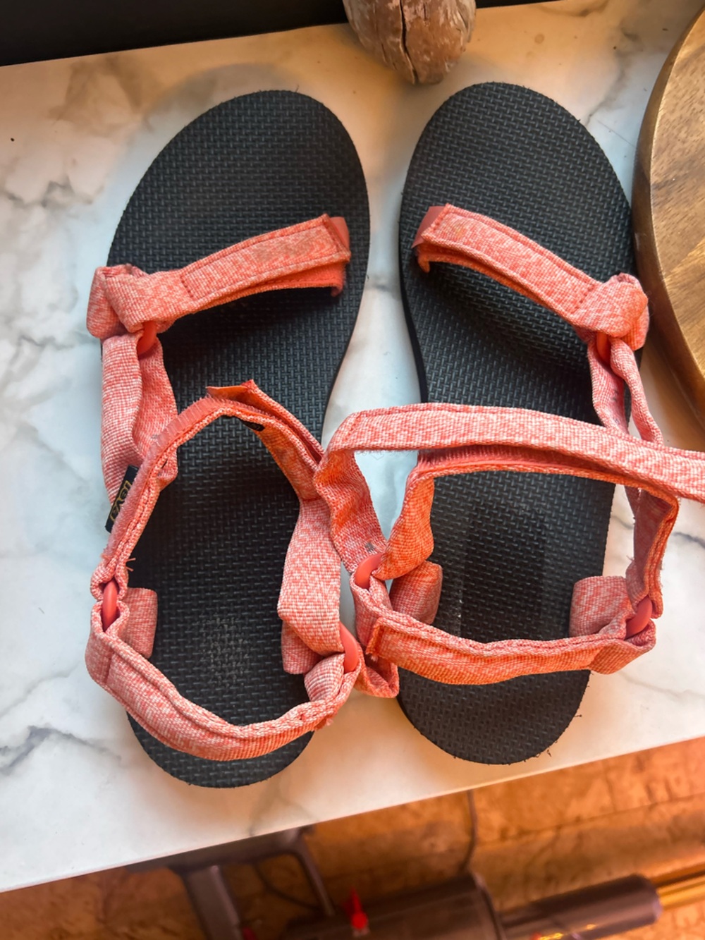 Teva Coral Orange Fabric Strap Sandals